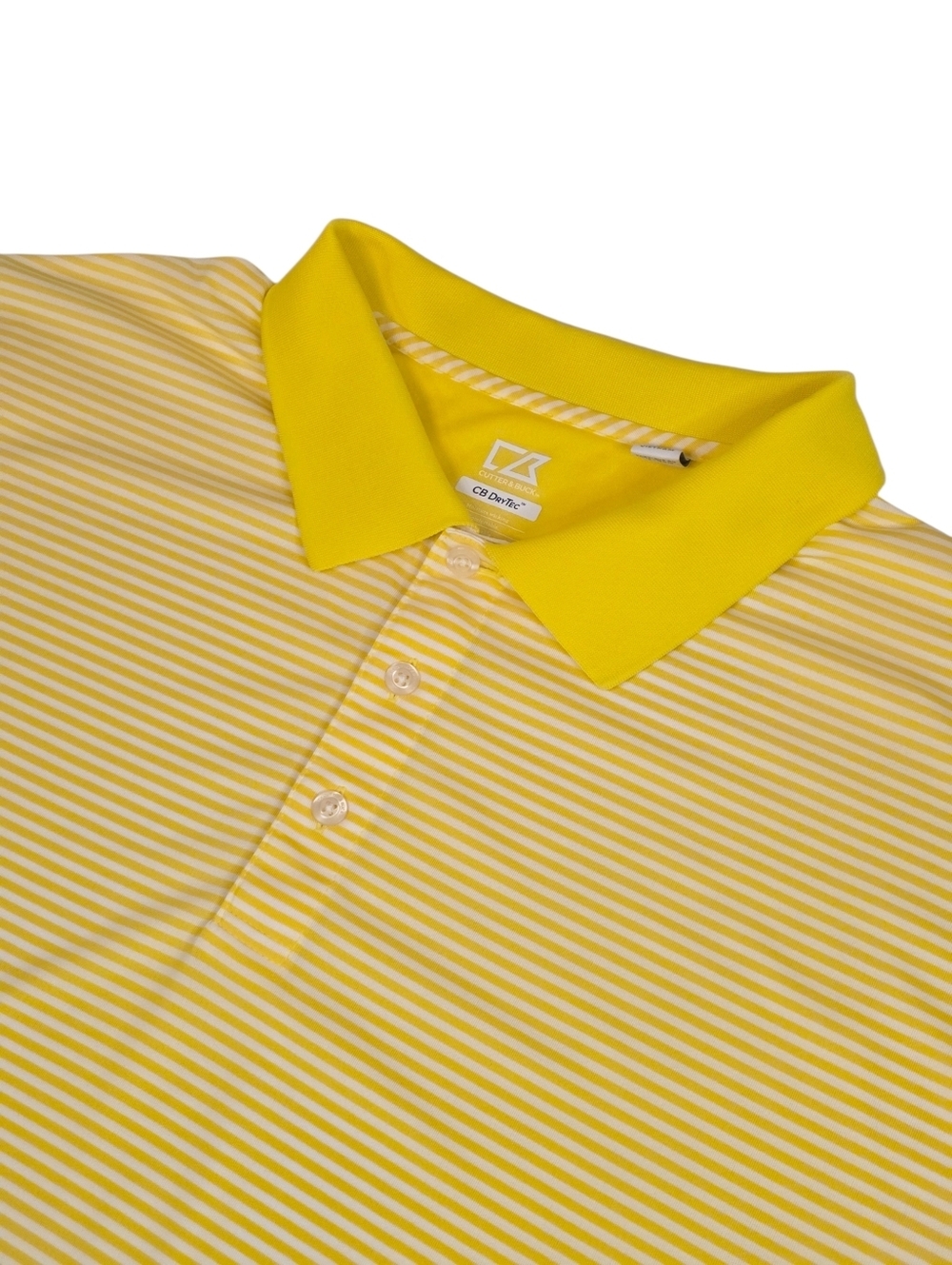 Cutter & Buck CB DryTec Yellow Striped Golf Polo Shirt 3XB Big & Tall Athleisure
